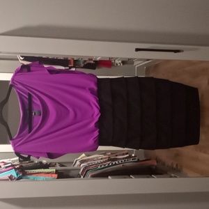 Dress w/peekaboo shoulders and flowing vented side